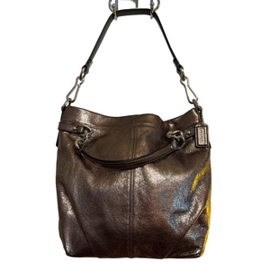 COACH 🔥 Brooke Leather Pewter Silver Metallic Hobo Bag Purse